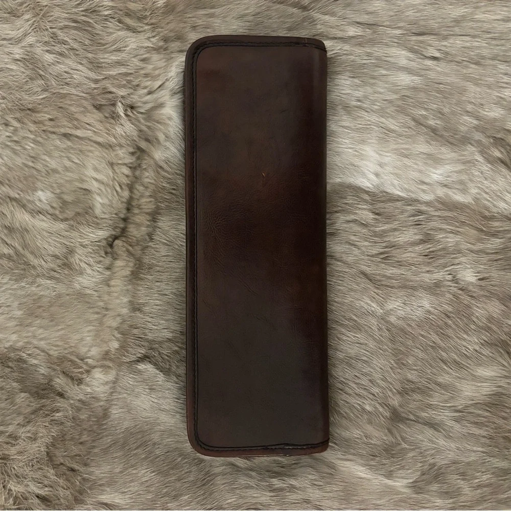 Authentic YSL Calf Hair Brown Leather Clutch Bag Yves Saint Laurent - Picture 2 of 15